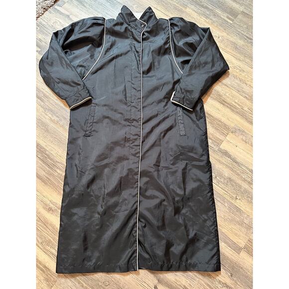 100% Jackets & Blazers - Vtg Braetan Black Trench Coat 11/12 Rain Polyester Nylon Belted